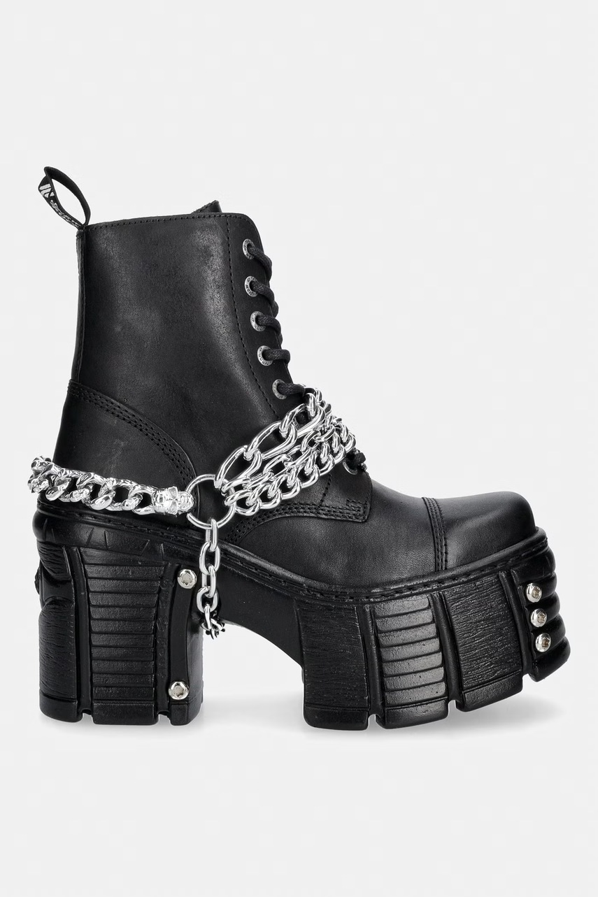 New Rock New Rock μποτάκια block heel Γυναικεία δερμάτινα ITALI NEGRO, TOWER MAX + TORNILLO AD-2984 - 2