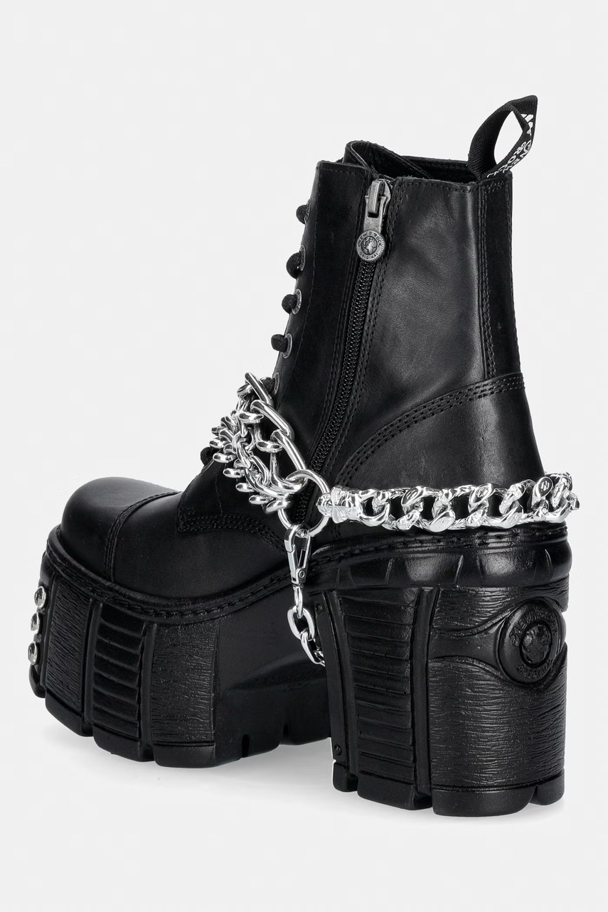 New Rock New Rock μποτάκια block heel Γυναικεία δερμάτινα ITALI NEGRO, TOWER MAX + TORNILLO AD-2984 - 3