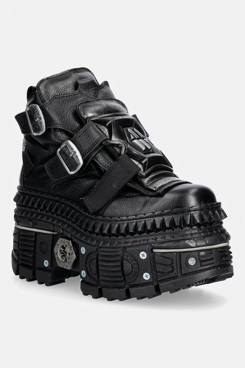 New Rock LUXOR NEGRO, BOX PLANE, TANK CASCO sneakersy damskie skórzane