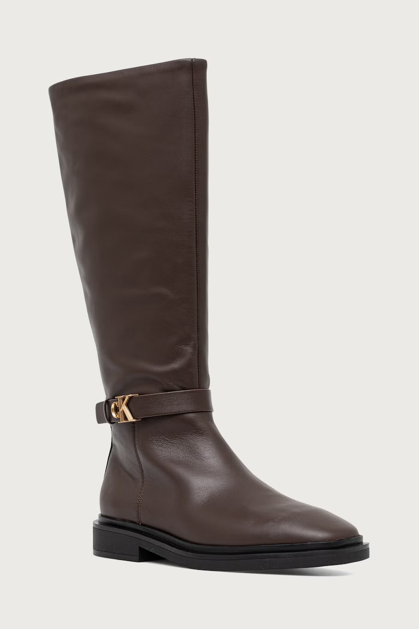 Calvin Klein cizme pentru femei din piele SQUARE HIGH BOOT LTH MG HDW