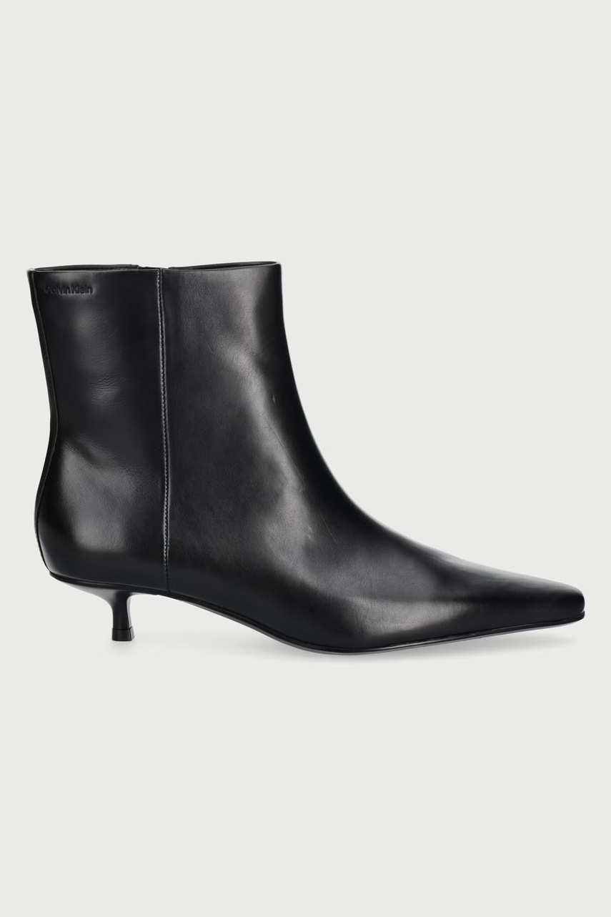 Calvin Klein μποτάκια Γυναικεία δερμάτινα KITTEN HEEL ANKLE BOOT LTH