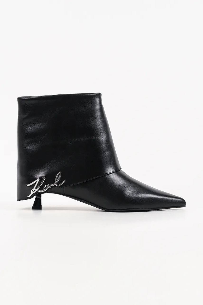 Karl Lagerfeld botine cu toc jos pentru femei din piele Pasha