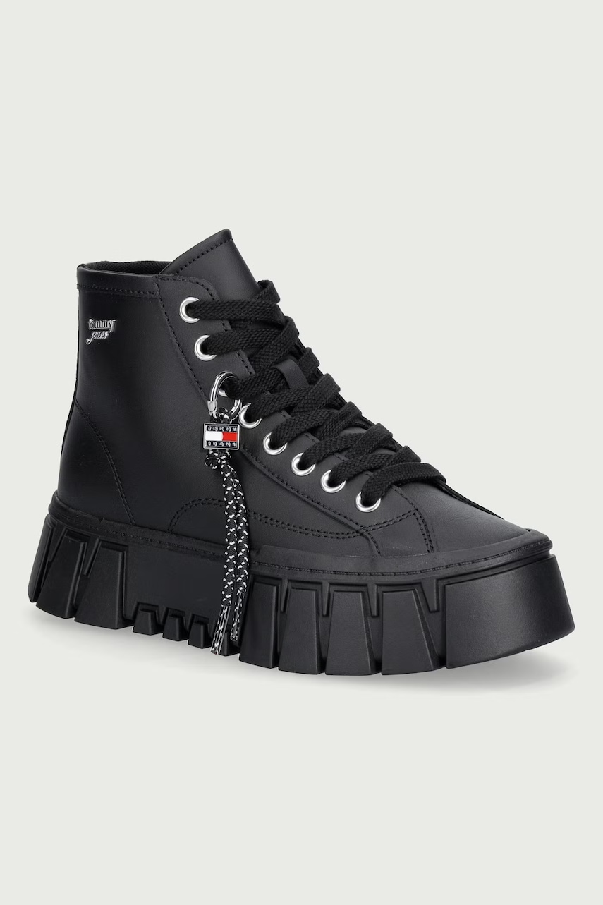 Tommy Jeans  TJW PLATFORM SNEAKER LEATHER MC teniși înalți pentru femei din piele