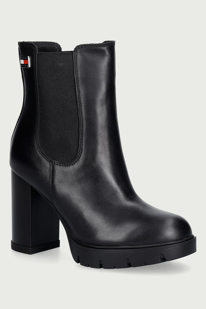 Tommy Jeans botki damskie skórzane TJW CHELSEA HIGH HEEL BOOTS