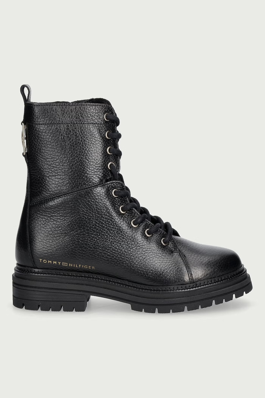 Tommy Hilfiger αρβυλάκια γυναικεία δερμάτινα TH EMBOSS GRAIN LEATHER BOOT