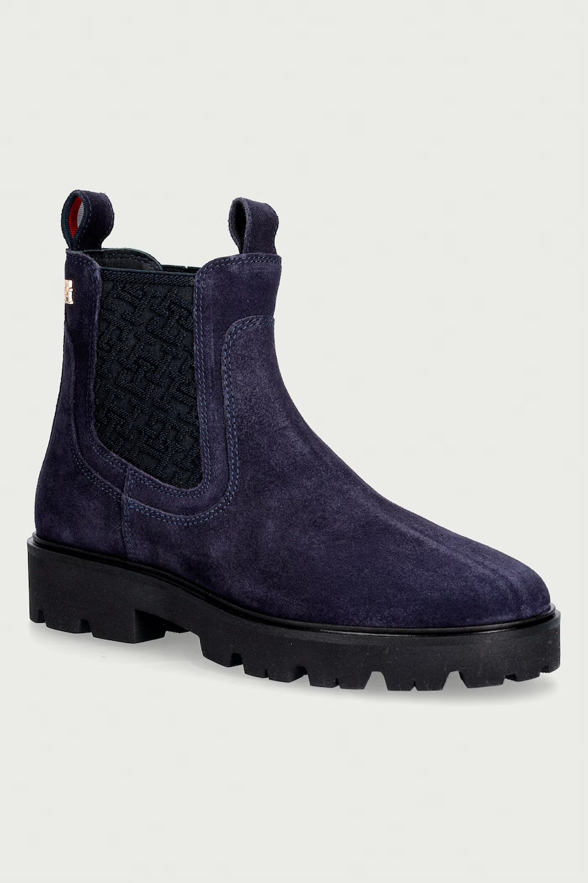 Tommy Hilfiger  chelsea čižmy dámske semišové TH MONOGRAM SUEDE CHELSEA BOOT