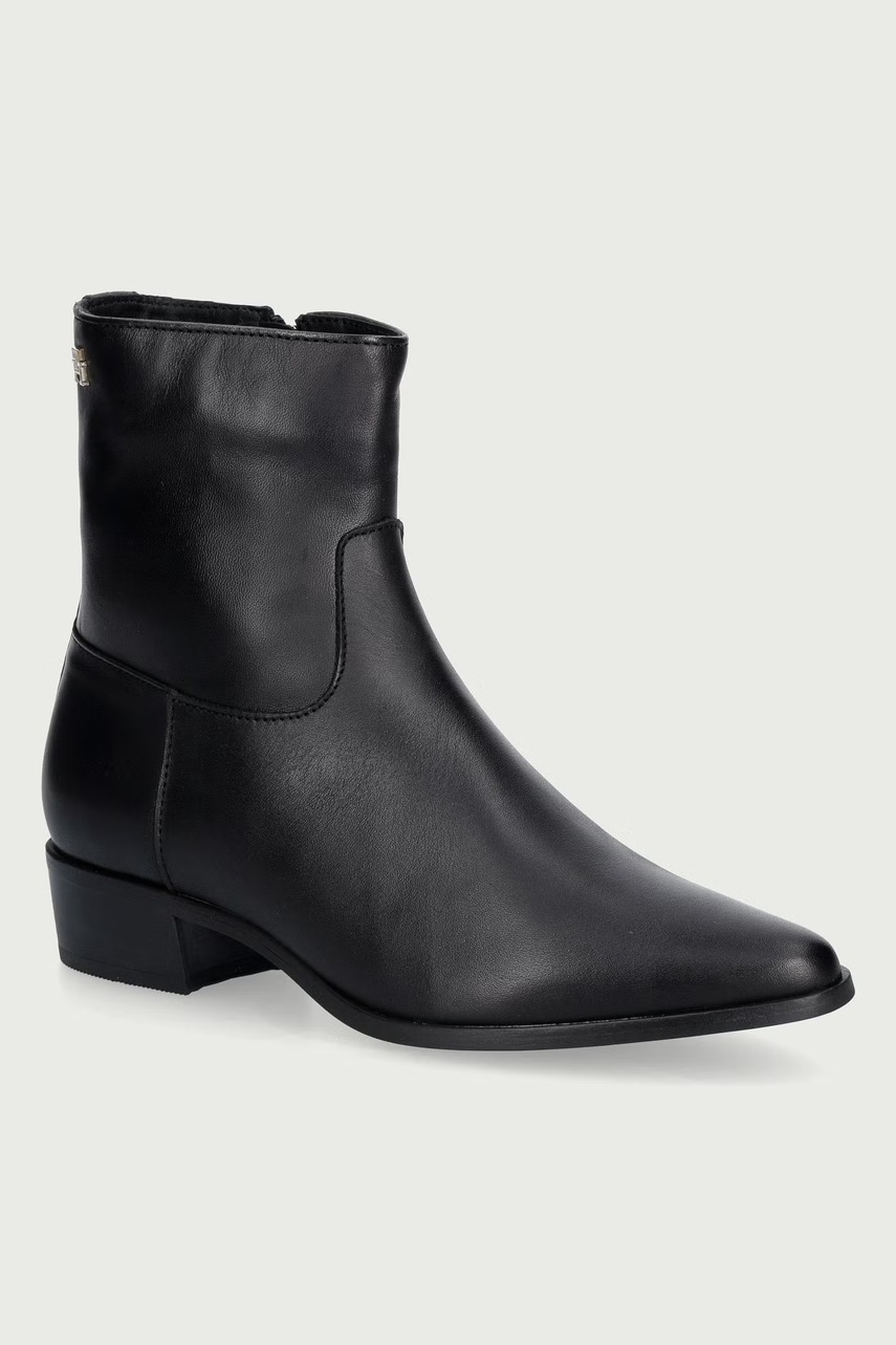Tommy Hilfiger botine pentru femei din piele LEATHER ANKLE BOOT W ZIP Tommy Hilfiger botine pentru femei din piele LEATHER ANKLE BOOT W ZIP