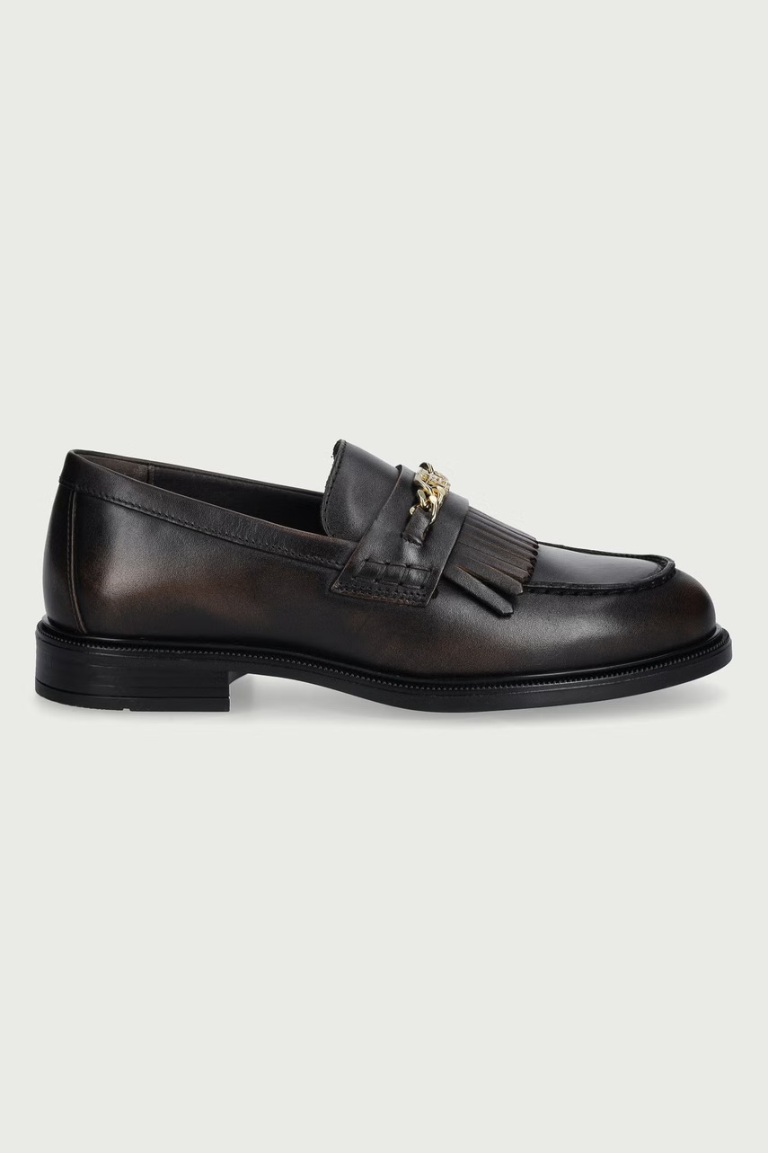 Tommy Hilfiger  мокасини дамски от кожа TH CHAIN FRINGE LEATHER LOAFER