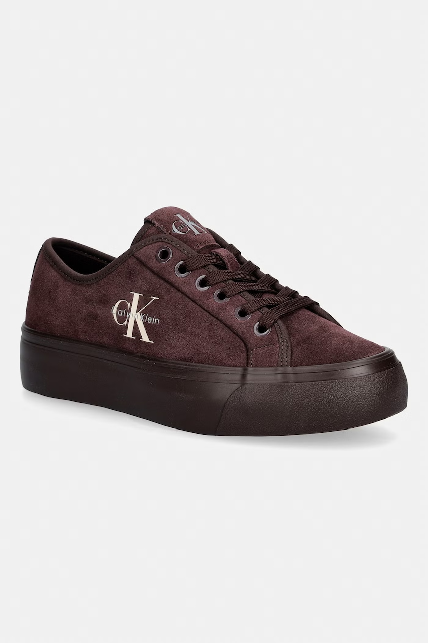 Calvin Klein VULC FLATF LACEUP SUEDE sneakersy damskie zamszowe