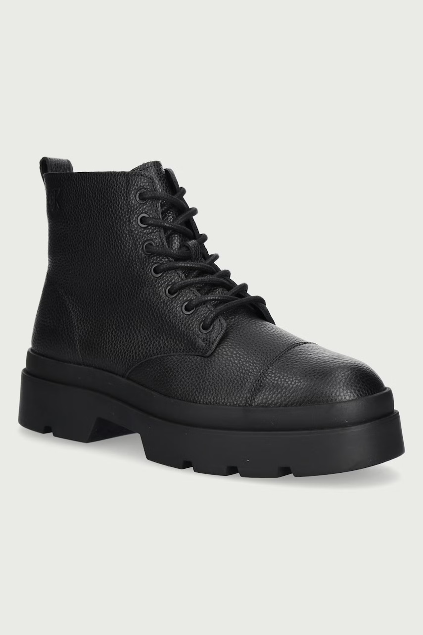 Calvin Klein ghete de drumeție pentru bărbați din piele LUGGED MID LACE UP TC TU LTH