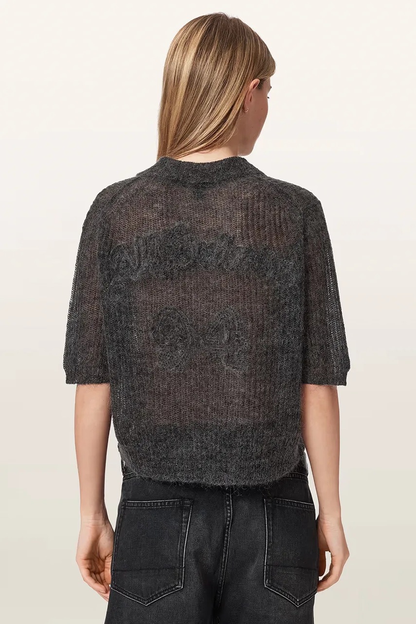 AllSaints πλεκτό μπλουζάκι πόλο γυναικείο με μαλλί ANABEL POLO TEE