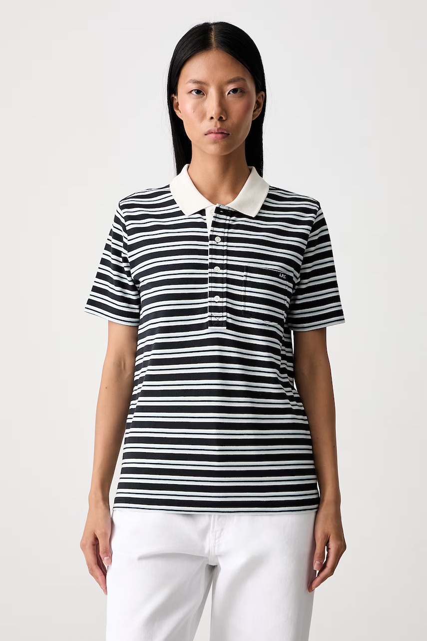 A.P.C. courtes rayee GOTS polo bawełniane damskie