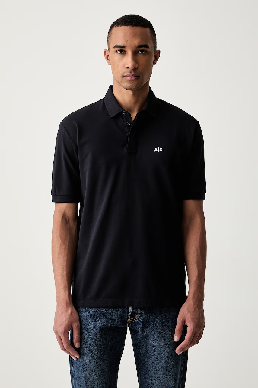Armani Exchange polo męskie bawełniane z elastanem