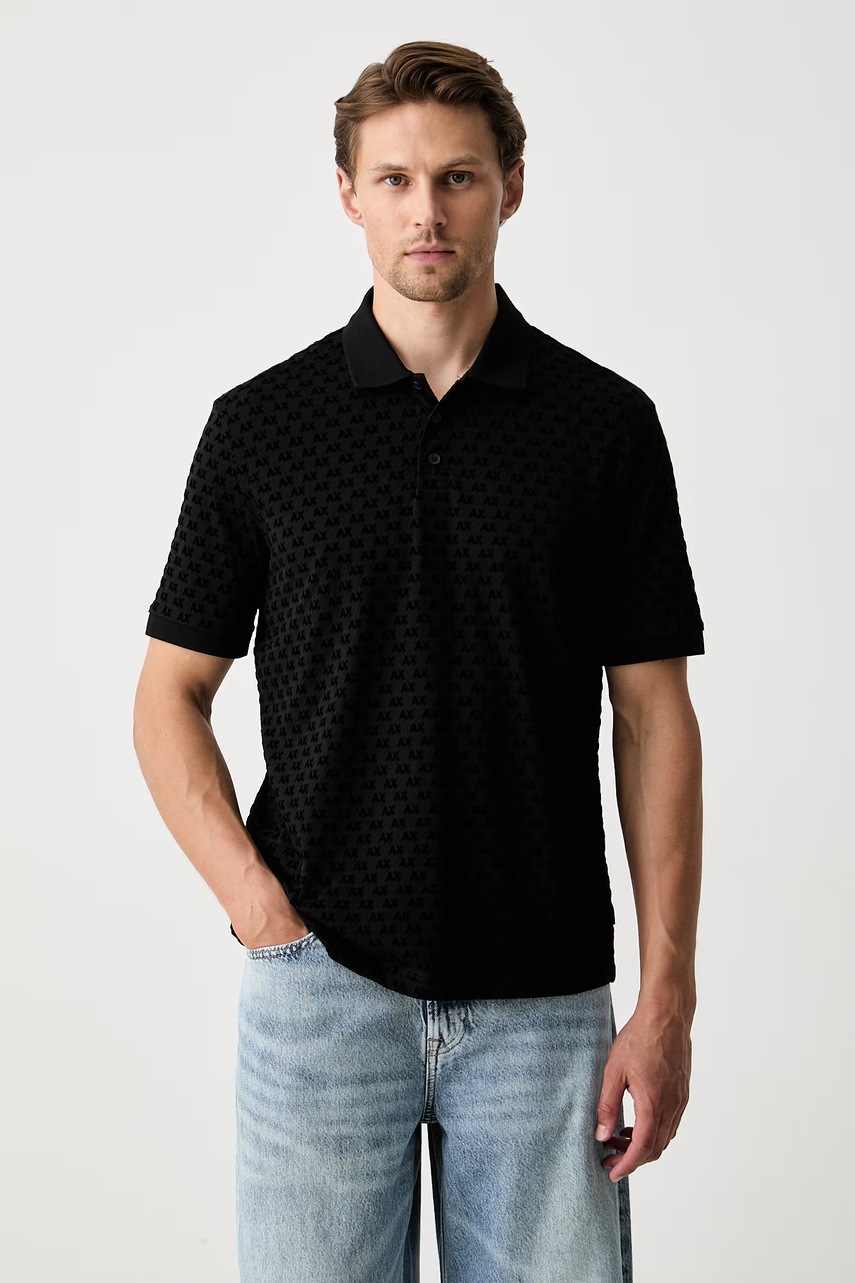 Armani Exchange polo pentru bărbați din bumbac