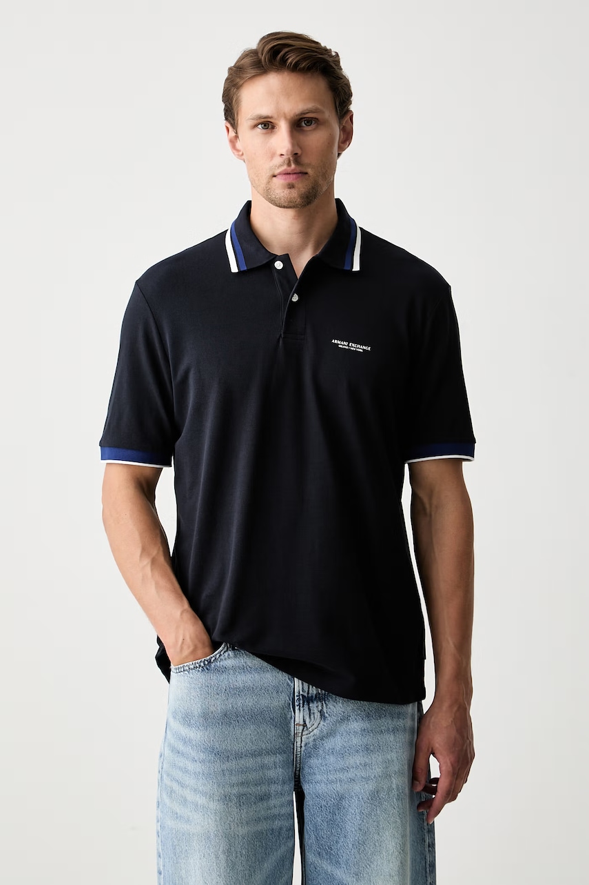 Armani Exchange polo pentru bărbați din bumbac