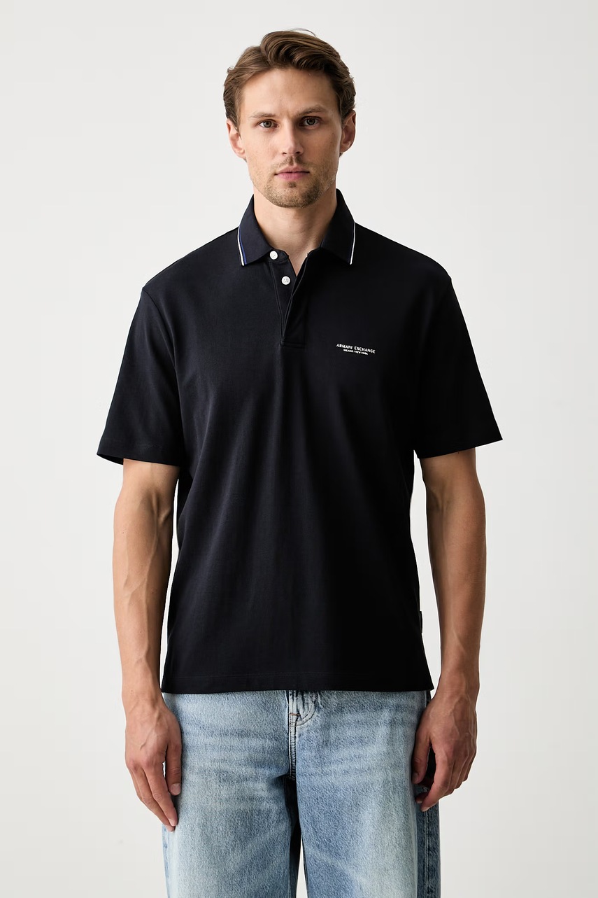 Armani Exchange polo pentru bărbați din bumbac