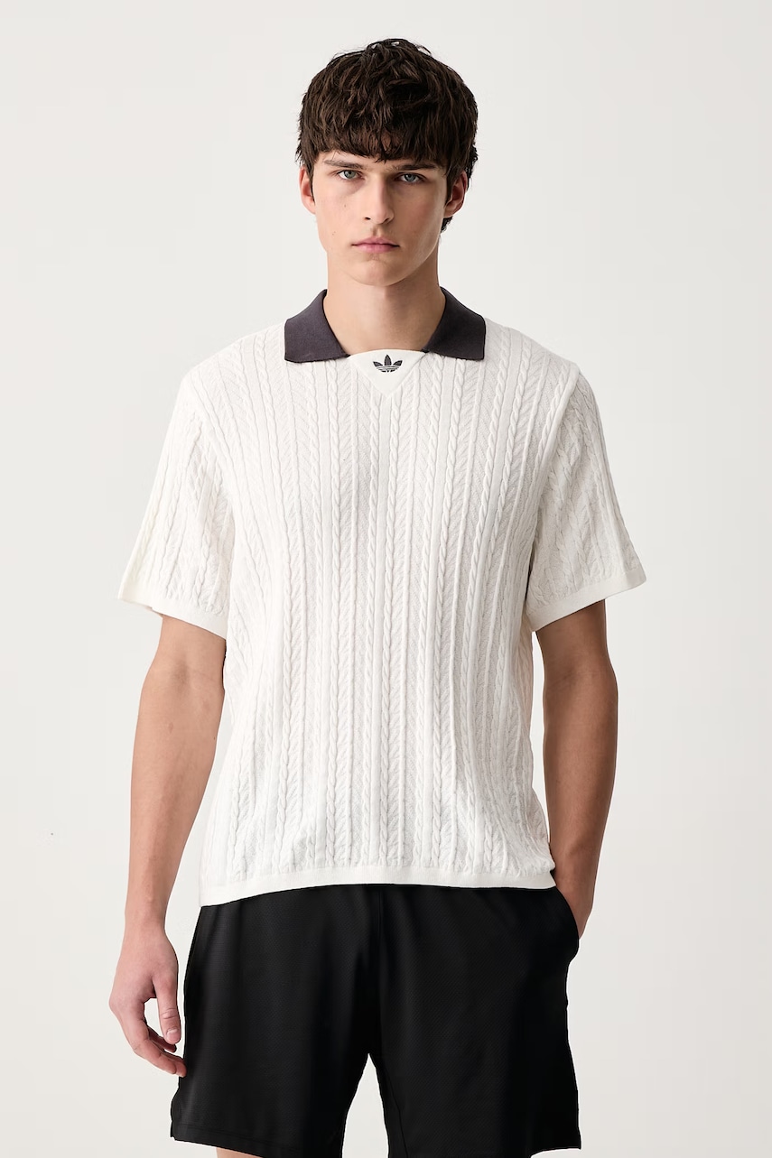 adidas Originals  úpletové polo tričko pánske bavlnené Cable Knit