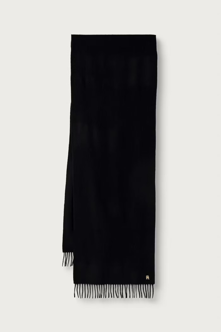 Tommy Hilfiger szalik damski kaszmirowy czarny AW0AW19118