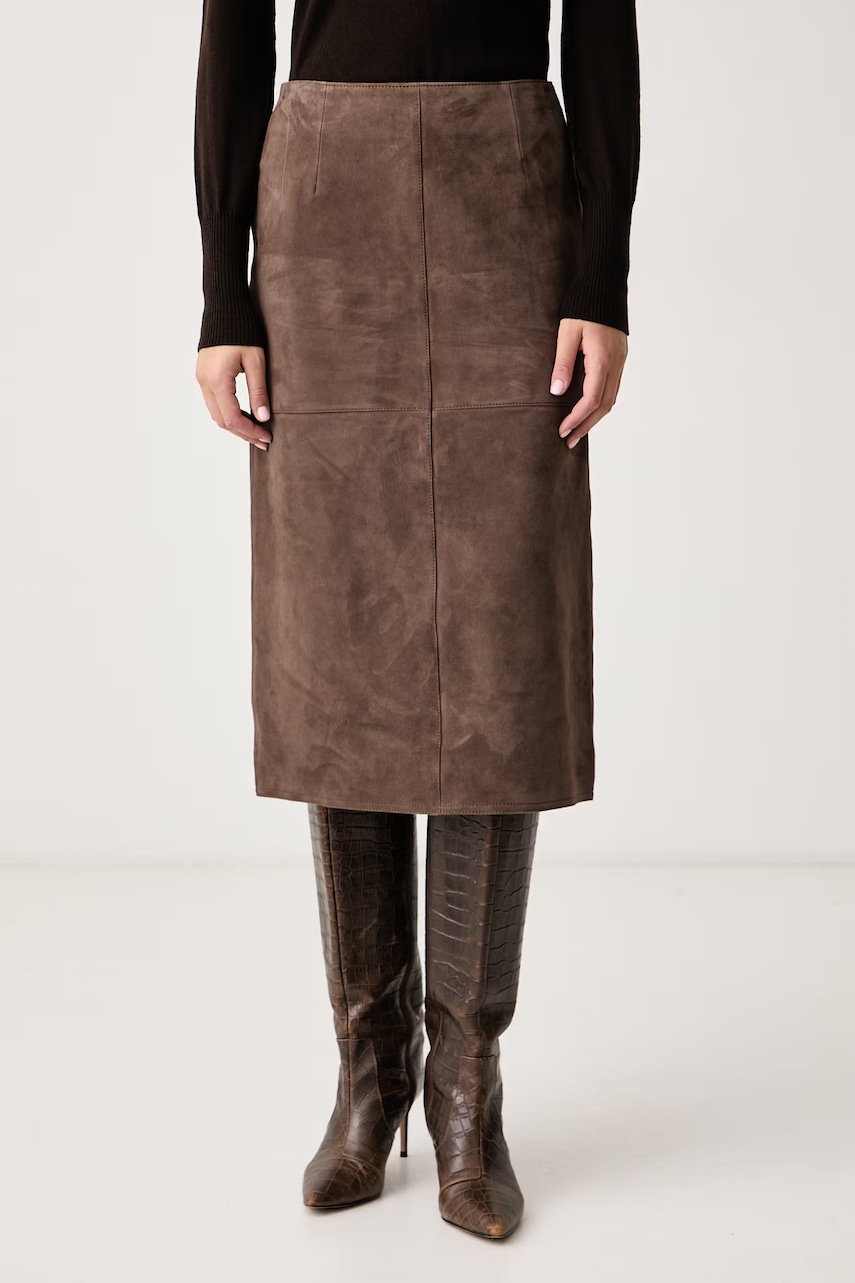 Weekend Max Mara φούστα δέρμα σουέτ WKDPALMI