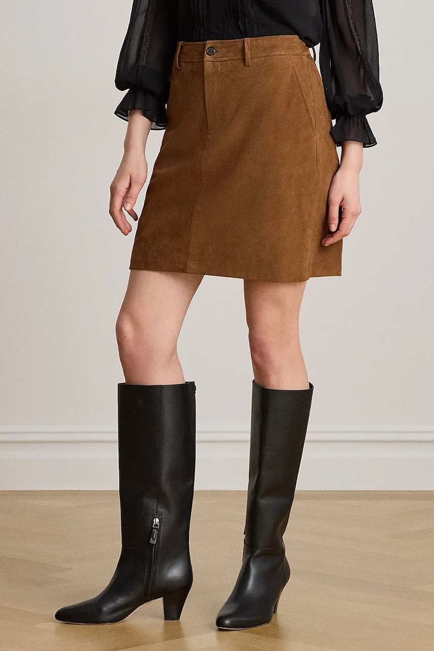 Lauren Ralph Lauren φούστα pencil δέρμα σουέτ