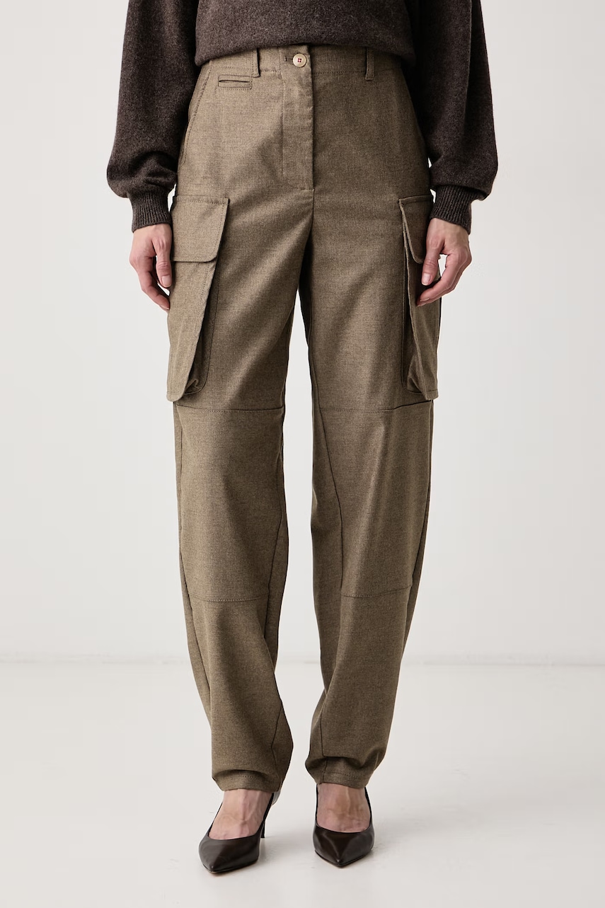 Max&Co.  pantaloni cargo pentru femei cu amestec de lână CADMIO