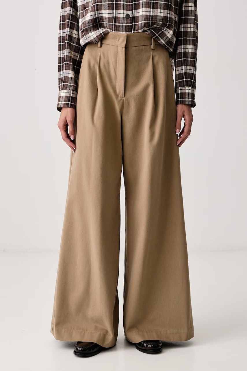 Weekend Max Mara  pantaloni wide leg pentru femei din bumbac WKDEDITTO