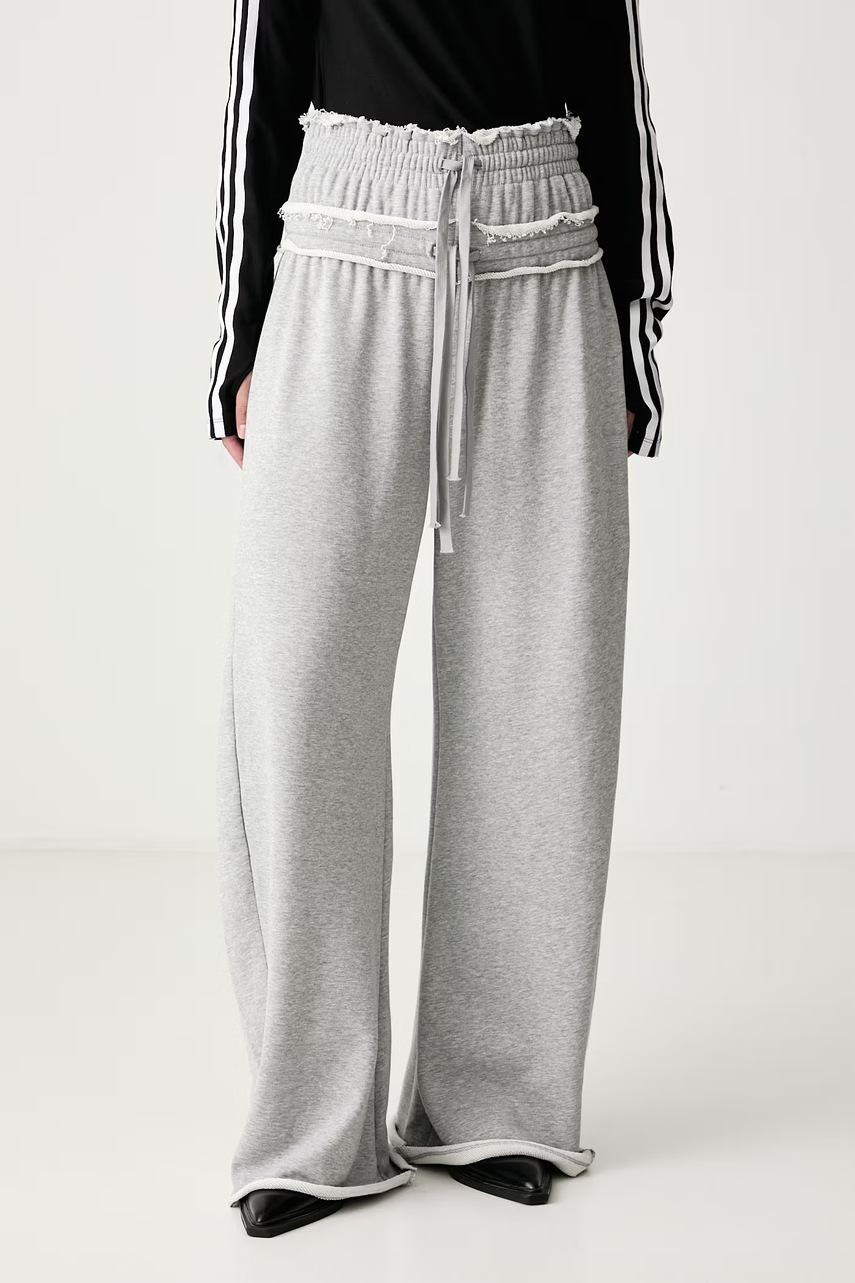 adidas Originals wide leg hlače za žene od pamuka SST Double