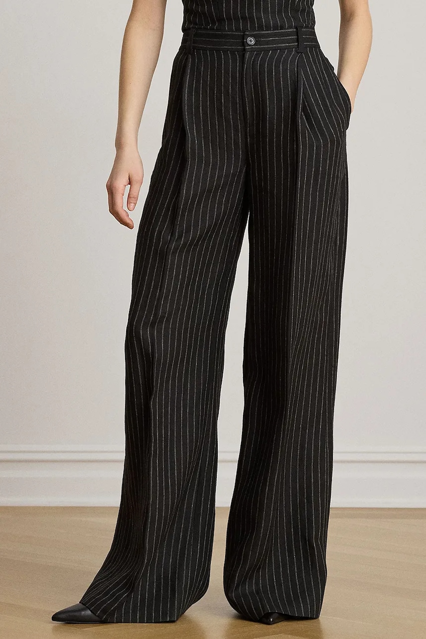 Lauren Ralph Lauren spodnie wide leg damskie lniane