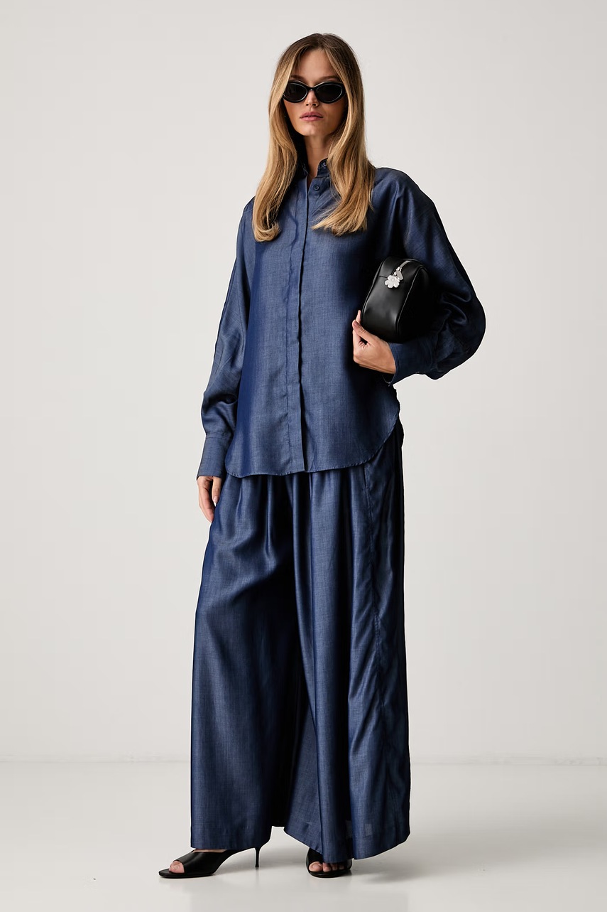 BOSS BOSS παντελόνι wide leg γυναικείο από lyocell Talini - 2