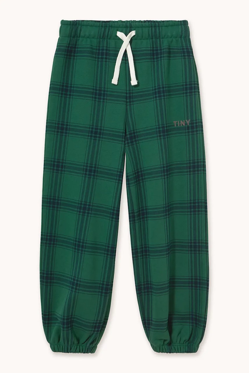 Tinycottons pantaloni de trening pentru copii din bumbac GREEN CHECK SWEATPANT