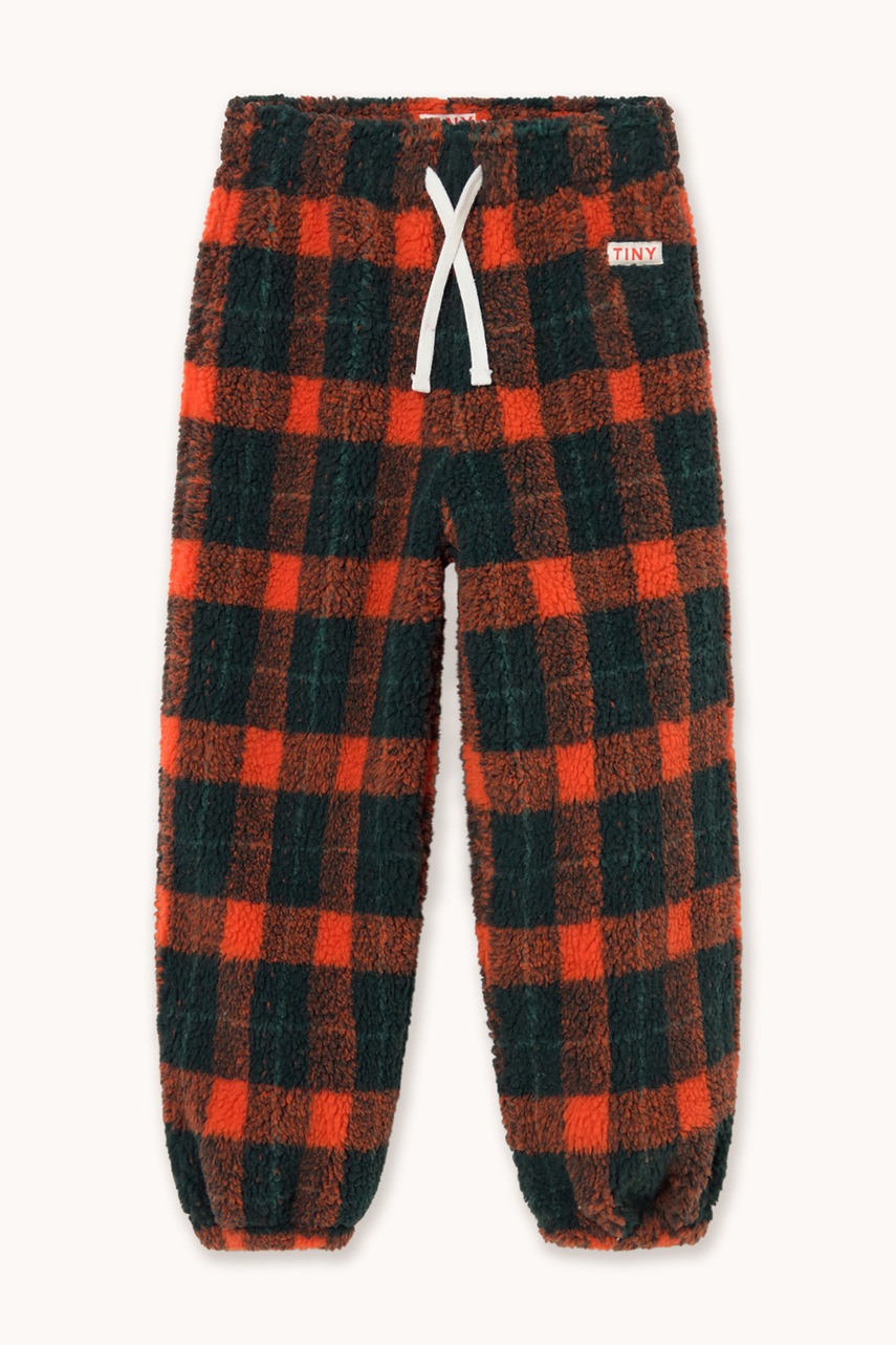 Tinycottons  спортен панталон за деца от полар RED CHECK SHERPA SWEATPANT