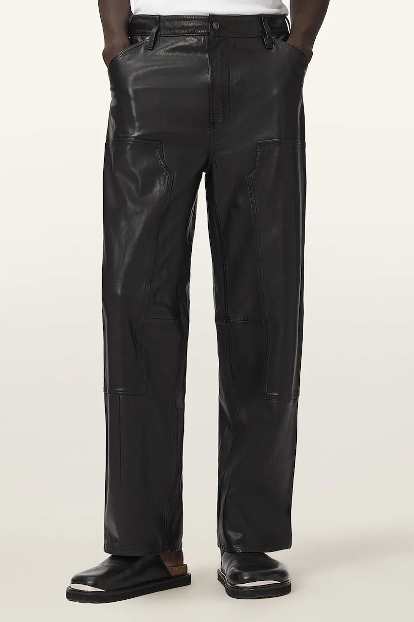 AllSaints pantaloni pentru bărbați din piele CARVER
