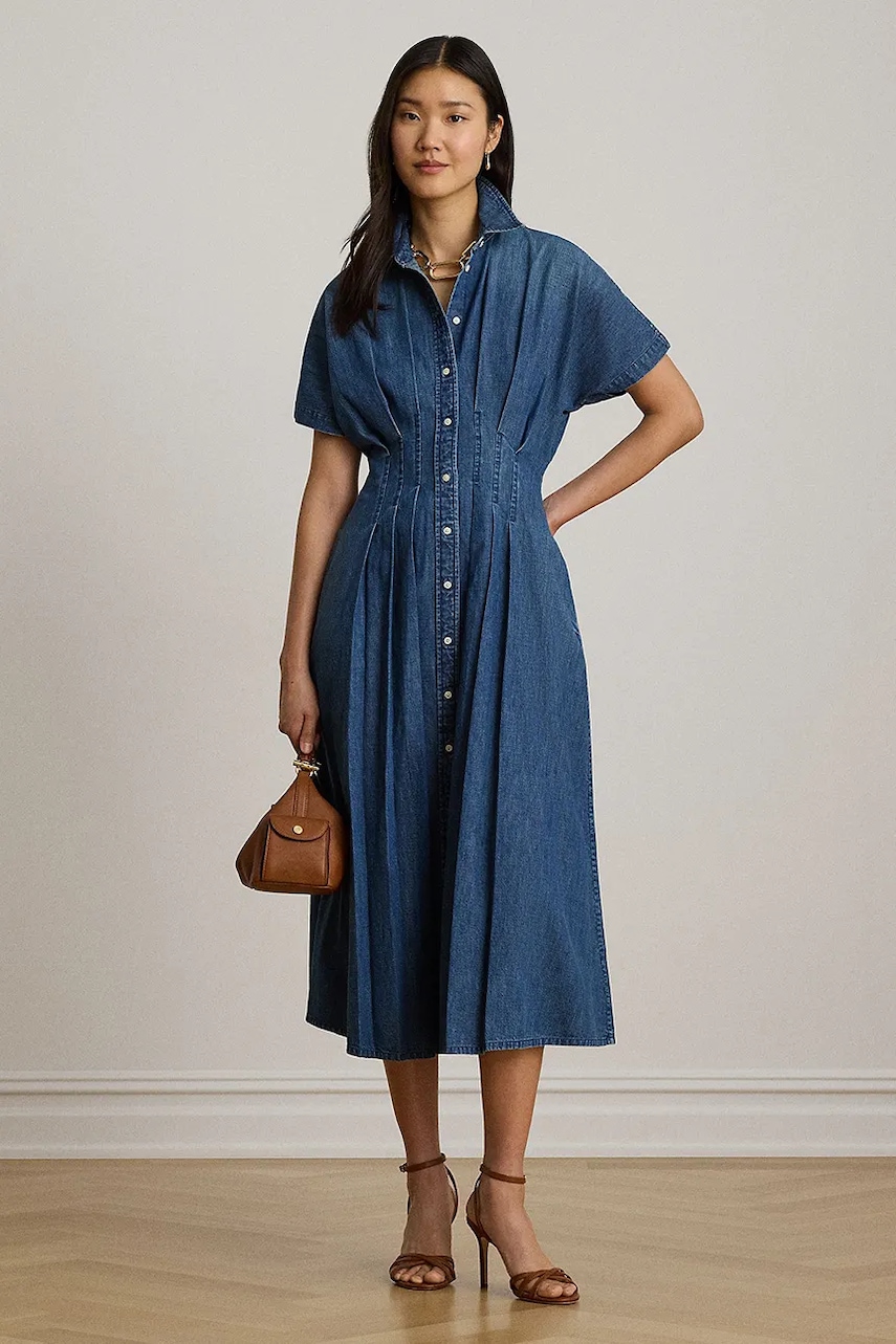 Lauren Ralph Lauren sukienka rozkloszowana jeansowa