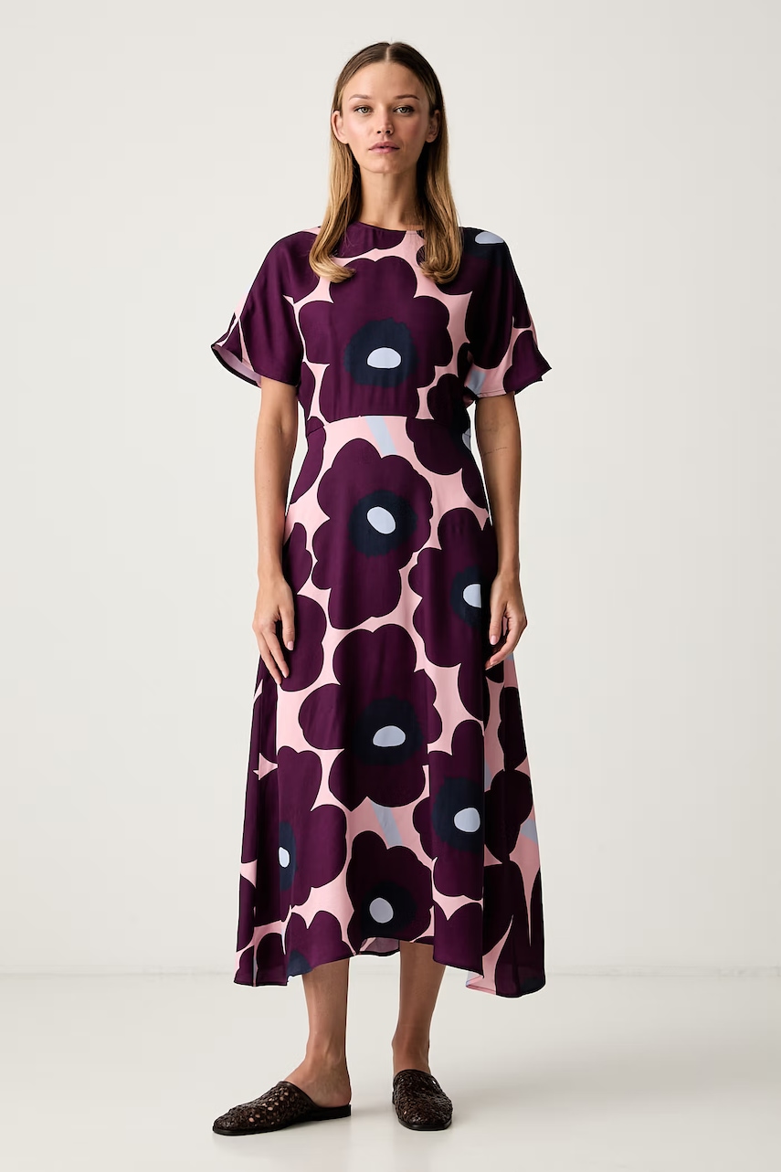 Marimekko sukienka rozkloszowana z lyocellem