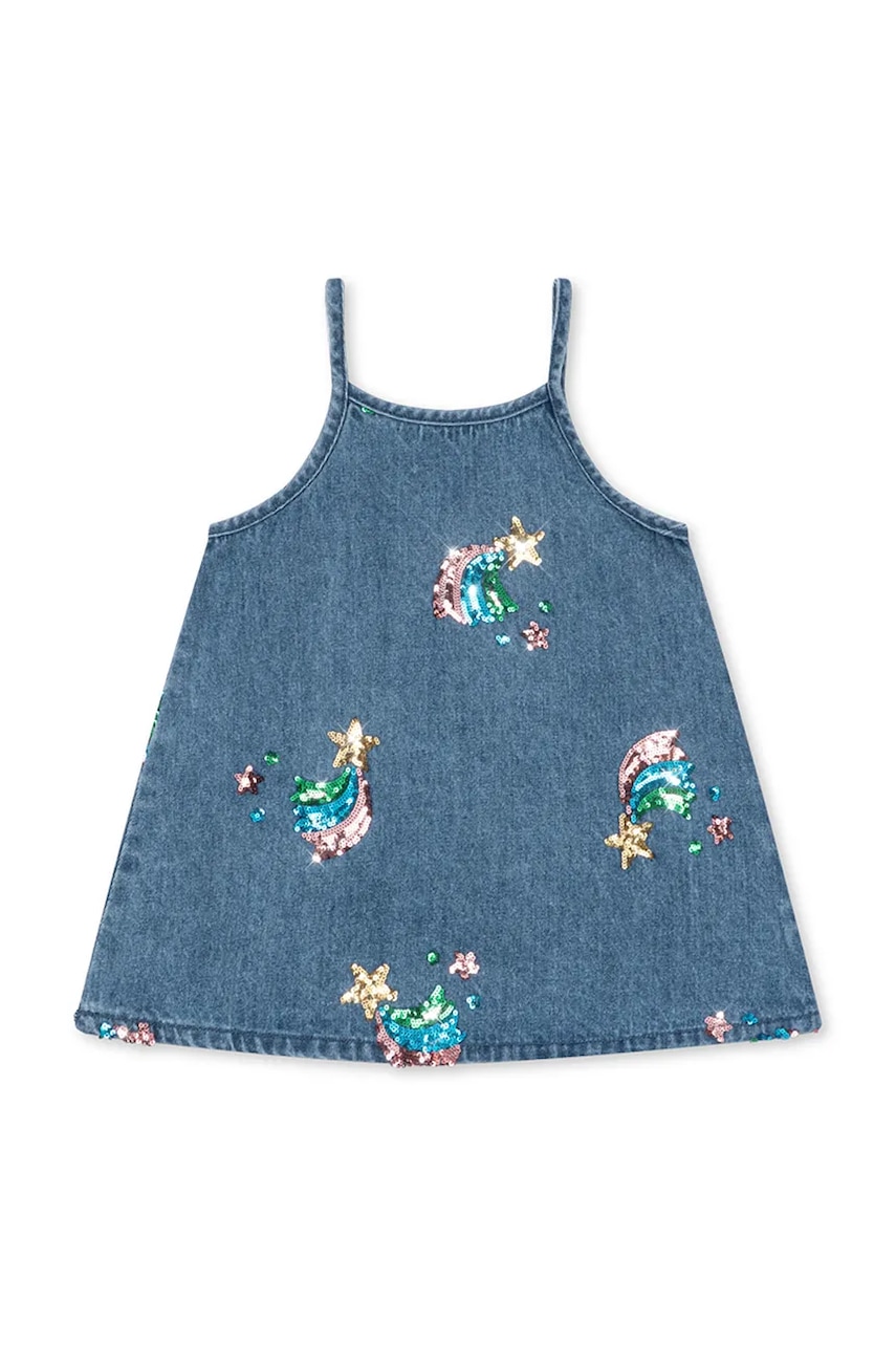 Konges Sløjd letné šaty rifľové MAGOT SEQUIN STRAP DRESS GOTS