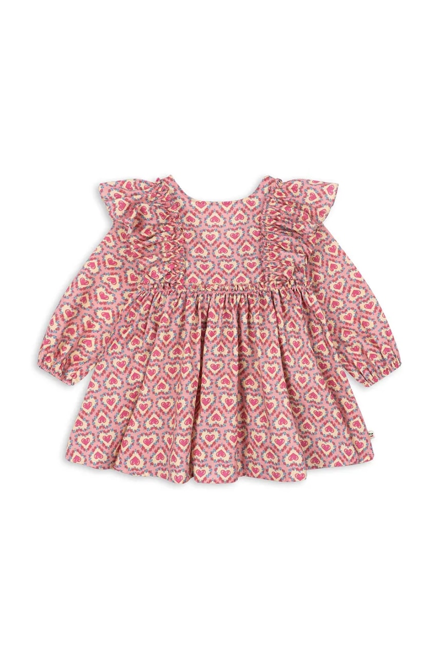 Konges Sløjd šaty s rozšíreným strihom bavlnené EVIA LS BOW DRESS GOTS