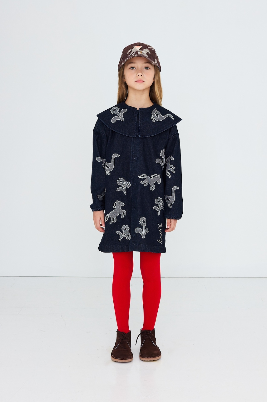Tinycottons haljina od pamuka HORSES & FLOWERS DENIM DRESS