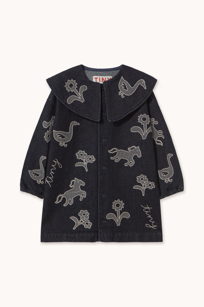 Tinycottons  рокля от памук HORSES & FLOWERS DENIM DRESS