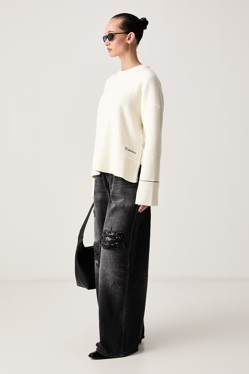 Karl Lagerfeld Jeans  пуловер дамски с вълна