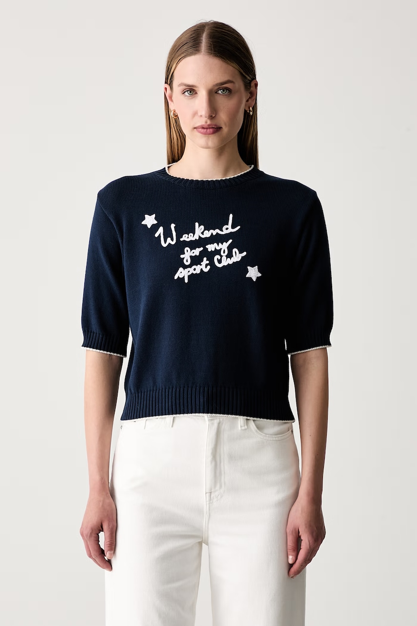 Weekend Max Mara sweter z krótkim rękawem damski z bawełną WKDFIACRE