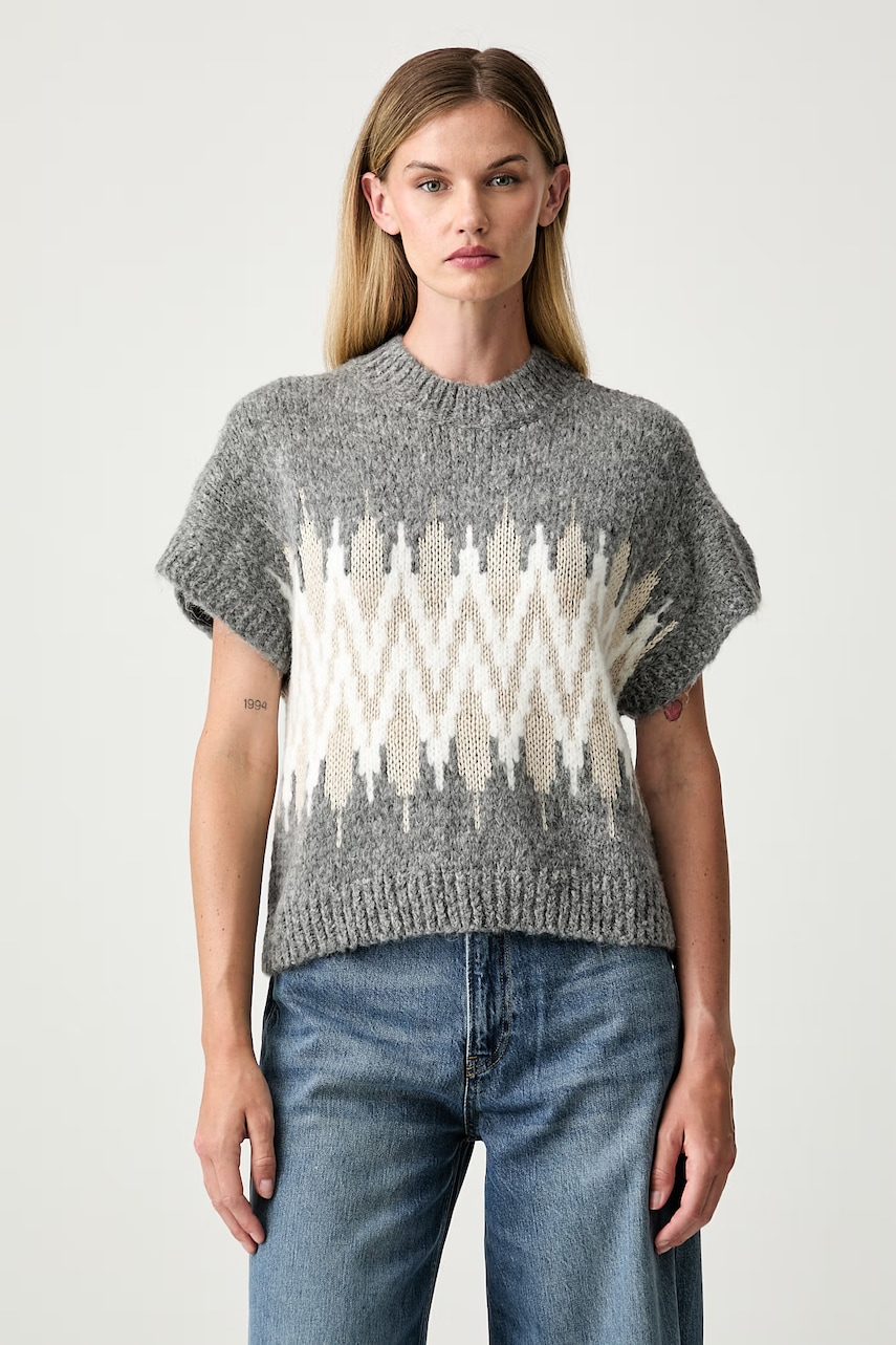 Joop! sweter z krótkim rękawem damski z dodatkiem wełny