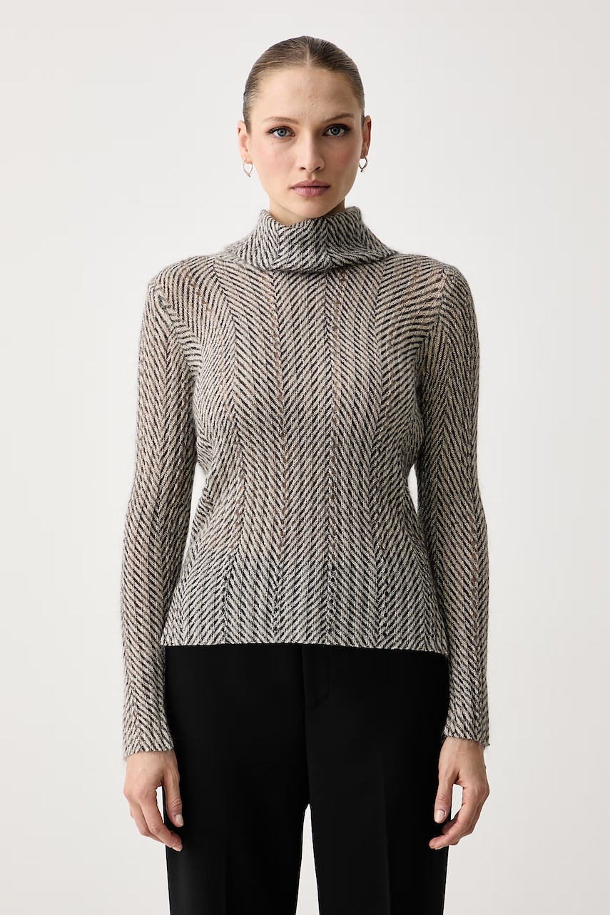 Twinset  pulover cu guler înalt pentru femei cu adaos de lână și mohair