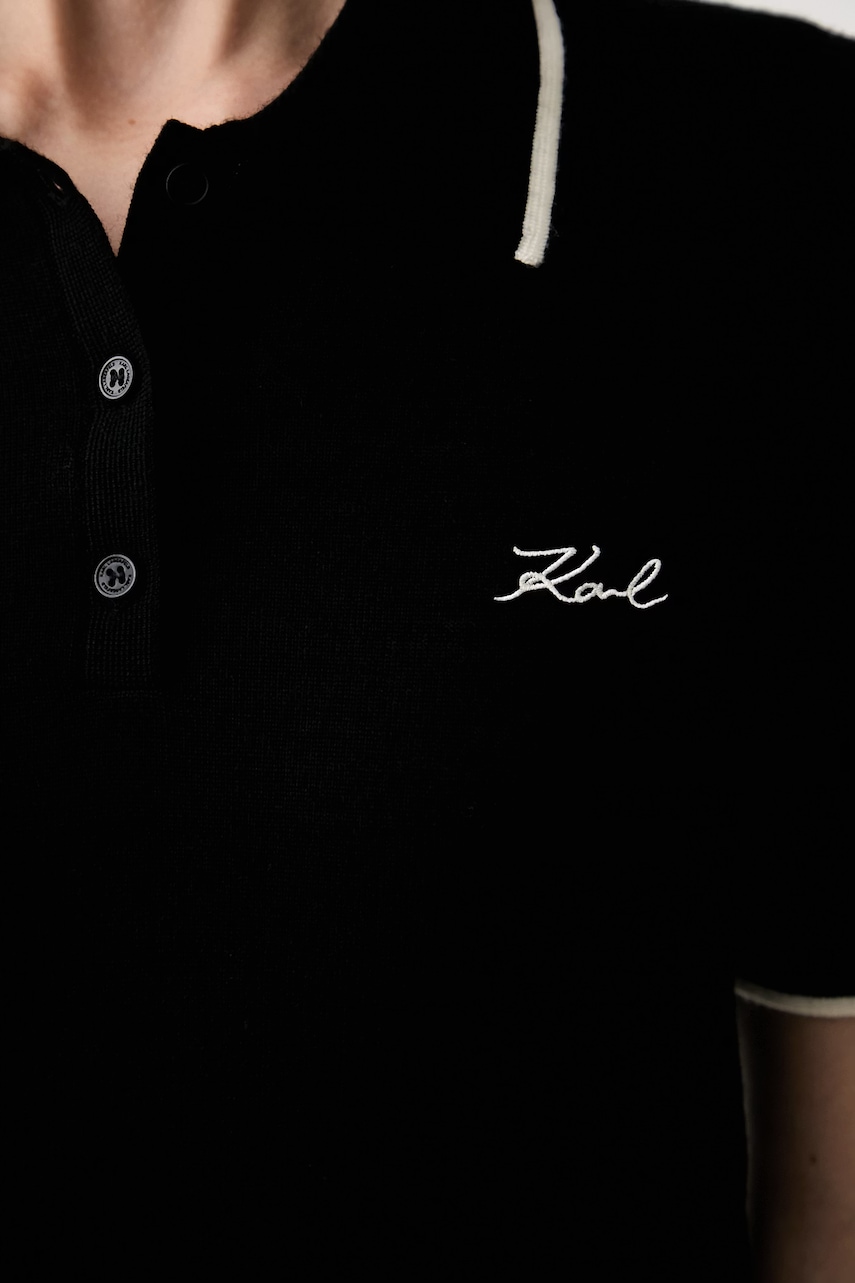 Karl Lagerfeld úpletové polo tričko dámske vlnené
