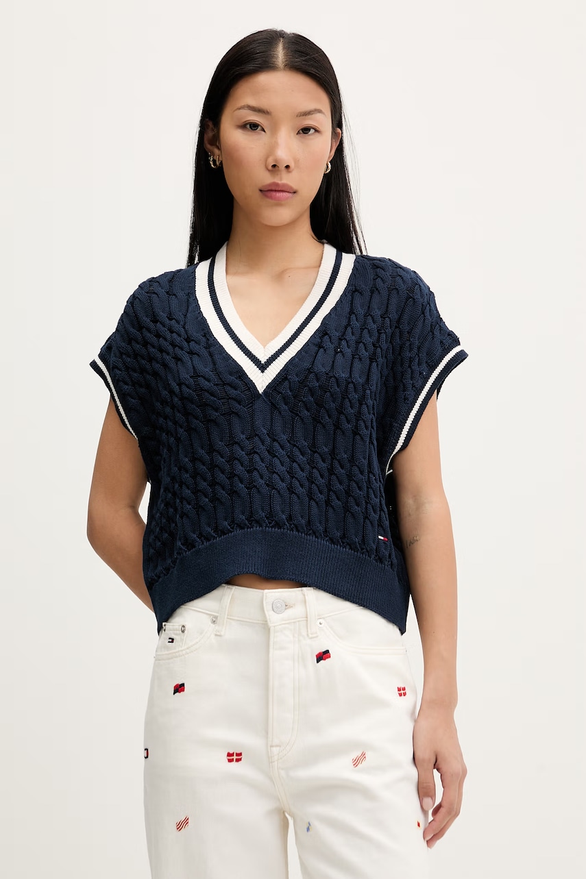 Tommy Jeans vestă pentru femei, din bumbac
