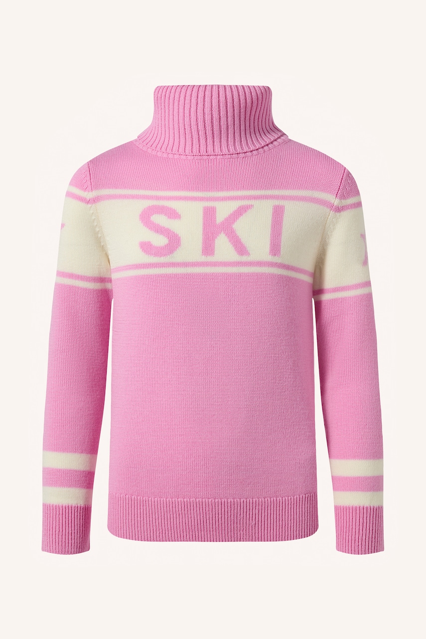 Perfect Moment pulover cu guler înalt pentru copii din lână merino schild sweater