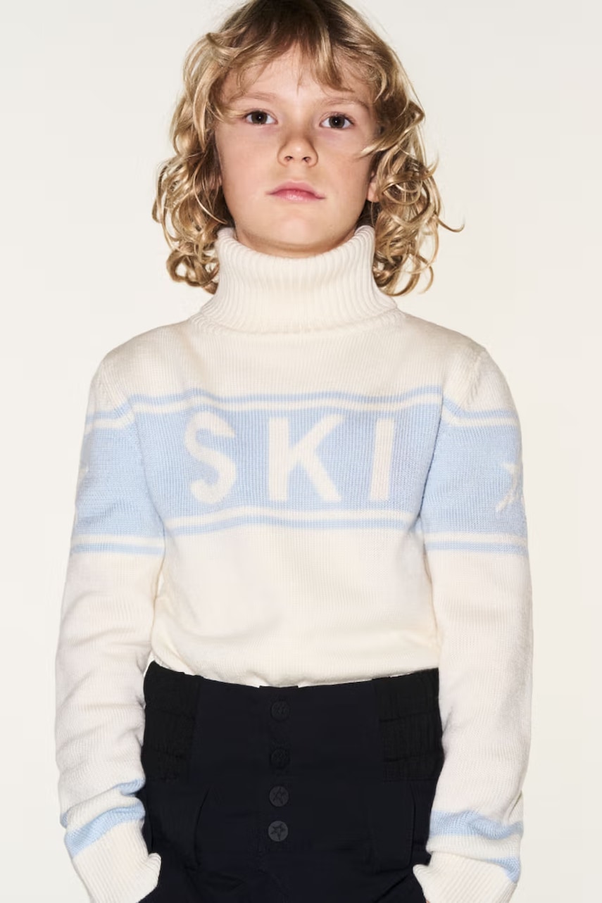 Perfect Moment pulover cu guler înalt pentru copii din lână merino schild sweater