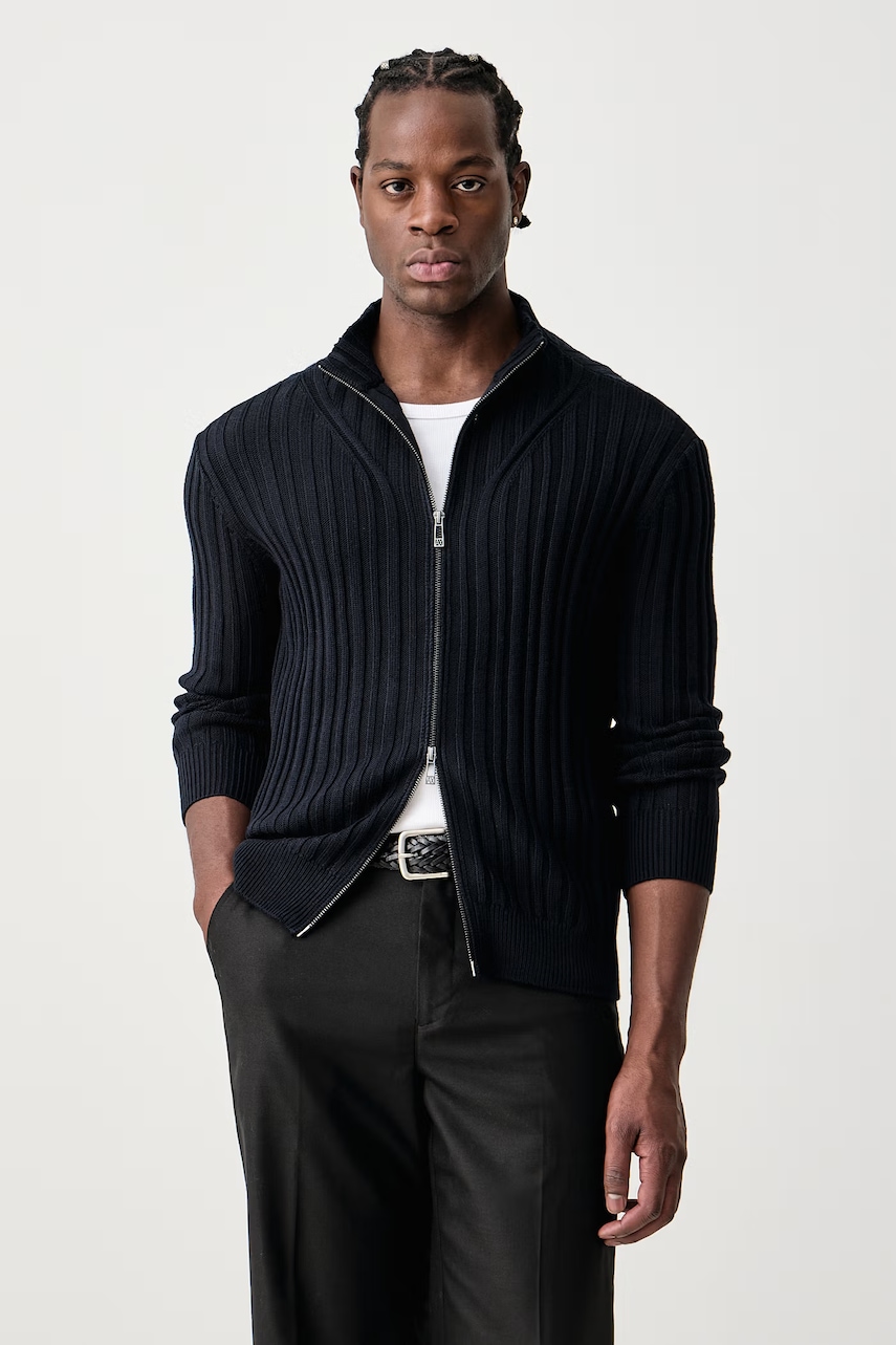 Armani Exchange pulover cu fermoar pentru bărbați cu amestec de lână