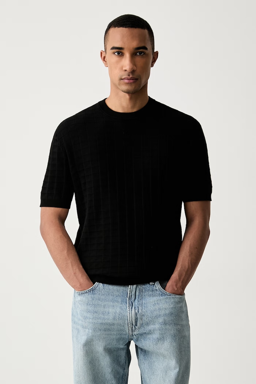 Armani Exchange T-shirt swetrowy męski z wiskozą