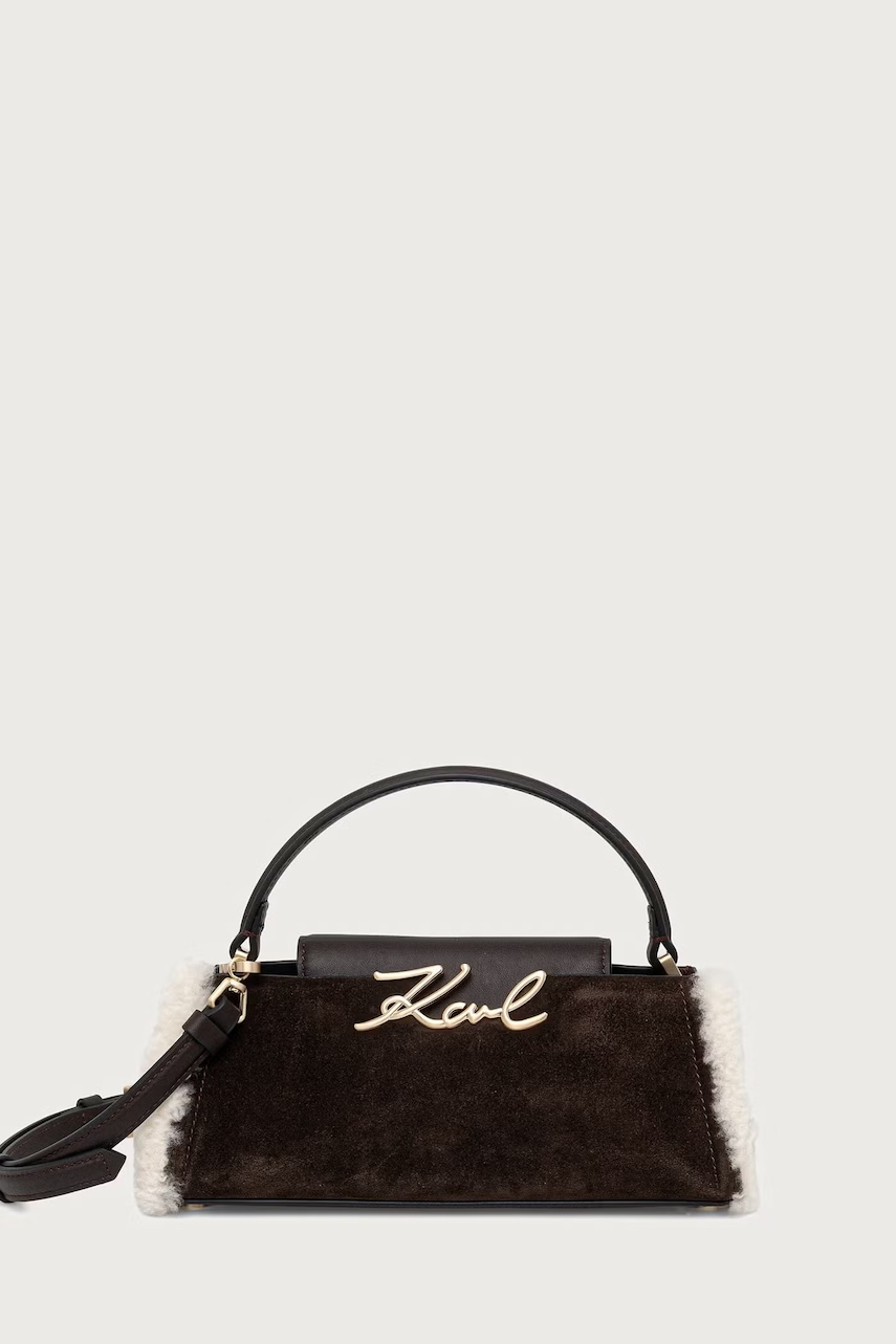 Karl Lagerfeld  geantă crossbody pentru femei din piele întoarsă K/SIGNATURE