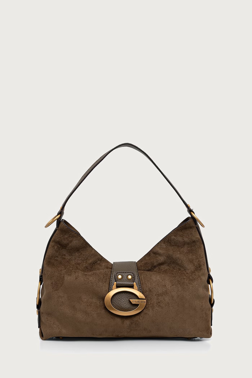 Guess torebka hobo damska z imitacji zamszu CAMDEN zielona HWSG93 08180